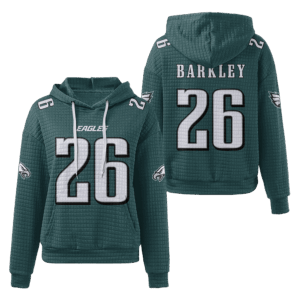 Philadelphia Eagles Midnight Green Waffle Hoodie Custom Name And Number