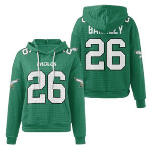 Philadelphia Eagles Kelly Green Waffle Hoodie Custom Name And Number