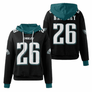 Philadelphia Eagles Black Waffle Hoodie Custom Name And Number