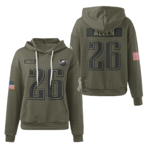 Philadelphia Eagles Olive Waffle Hoodie Custom Name And Number