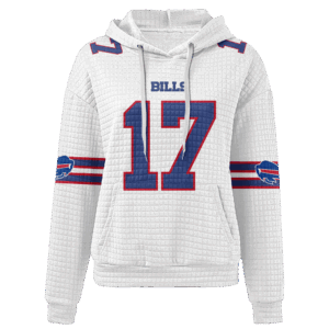 Buffalo Bills White Waffle Hoodie Custom Name And Number