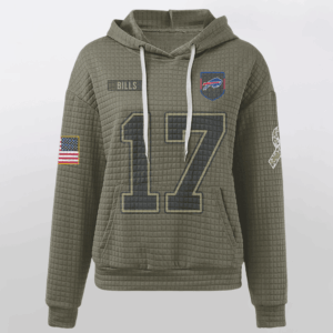 Buffalo Bills Olive Waffle Hoodie Custom Name And Number