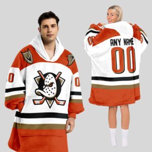 Anaheim Ducks Blanket Hoodie Custom Name And Number