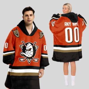 Anaheim Ducks Blanket Hoodie Custom Name And Number