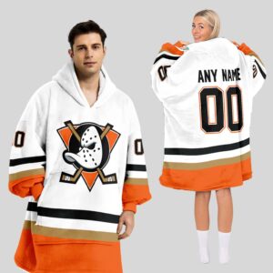 Anaheim Ducks Blanket Hoodie Custom Name And Number