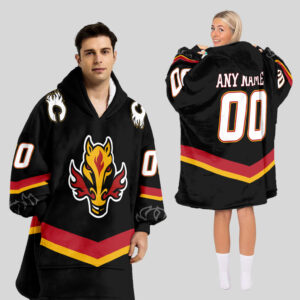 Calgary Flames Blanket Hoodie Custom Name And Number