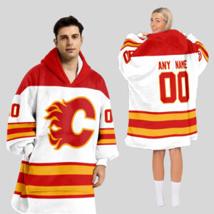 Calgary Flames Blanket Hoodie Custom Name And Number