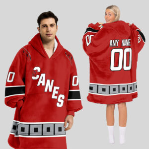 Carolina Hurricanes Blanket Hoodie Custom Name And Number