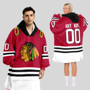 Chicago Blackhawks Blanket Hoodie Custom Name And Number