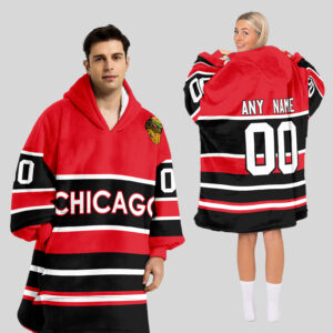 Chicago Blackhawks Blanket Hoodie Custom Name And Number