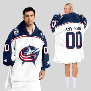 Columbus Blue Jackets Blanket Hoodie Custom Name And Number