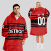 Detroit Red Wings Blanket Hoodie Custom Name And Number