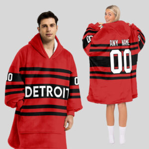 Detroit Red Wings Blanket Hoodie Custom Name And Number