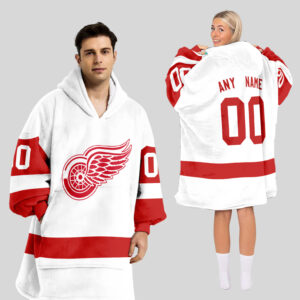 Detroit Red Wings Blanket Hoodie Custom Name And Number