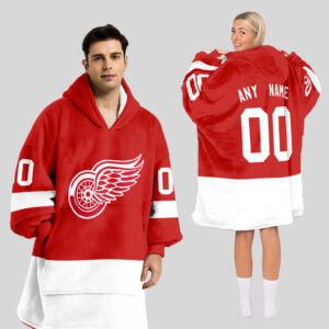 Detroit Red Wings Blanket Hoodie Custom Name And Number