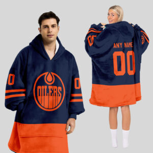 Edmonton Oilers Blanket Hoodie Custom Name And Number