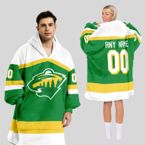 Minnesota Wild Blanket Hoodie Custom Name And Number