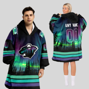 Minnesota Wild Blanket Hoodie Custom Name And Number