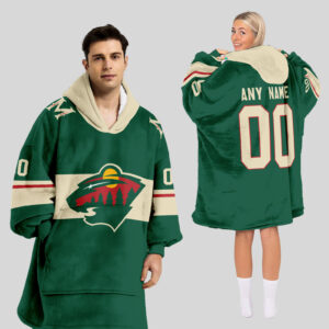 Minnesota Wild Blanket Hoodie Custom Name And Number