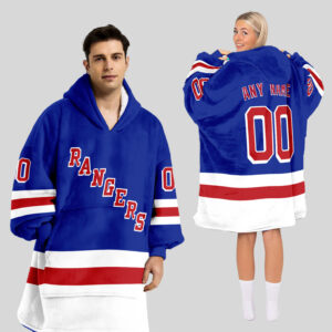 New York Rangers Blanket Hoodie Custom Name And Number