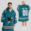 San Jose Sharks Blanket Hoodie Custom Name And Number