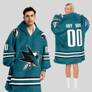 San Jose Sharks Blanket Hoodie Custom Name And Number