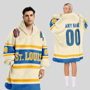 St. Louis Blues Blanket Hoodie Custom Name And Number