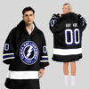 Tampa Bay Lightning Blanket Hoodie Custom Name And Number