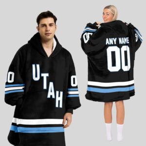 Utah Hockey Blanket Hoodie Custom Name And Number