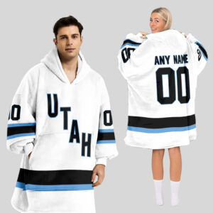 Utah Hockey Blanket Hoodie Custom Name And Number