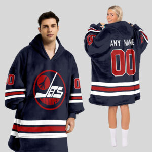 Winnipeg Jets Blanket Hoodie Custom Name And Number