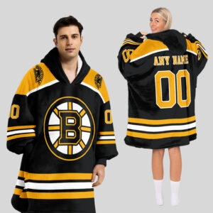 Boston Bruins Blanket Hoodie Custom Name And Number