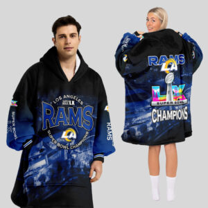Los Angeles Rams Super Bowl LX Champions Style Blanket Hoodie