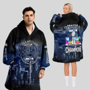 Seattle Seahawks Super Bowl LX Champions Style Blanket Hoodie