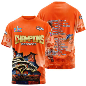 Denver Broncos Super Bowl LX Champions Style 3D T-Shirt