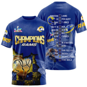 Los Angeles Rams Super Bowl LX Champions Style 3D T-Shirt