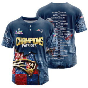 New England Patriots Super Bowl LX Champions Style Baseball Jersey