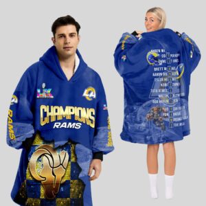 Los Angeles Rams Super Bowl LX Champions Style Blanket Hoodie