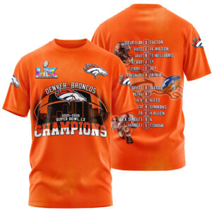 Denver Broncos Super Bowl LX Champions Style 3D T-Shirt