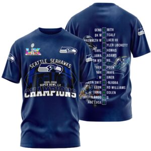 Seattle Seahawks Super Bowl LX Champions Style 3D T-Shirt