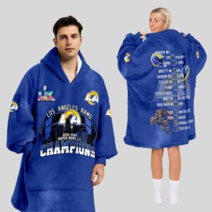 Los Angeles Rams Super Bowl LX Champions Style Blanket Hoodie