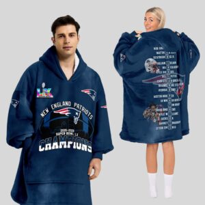 New England Patriots Super Bowl LX Champions Style Blanket Hoodie