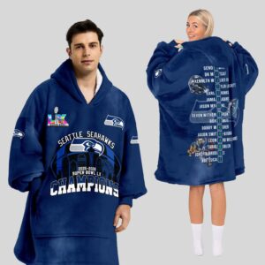 Seattle Seahawks Super Bowl LX Champions Style Blanket Hoodie
