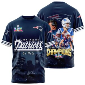 New England Patriots Super Bowl LX Champions Style 3D T-Shirt