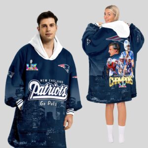 New England Patriots Super Bowl LX Champions Style Blanket Hoodie