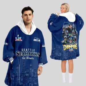 Seattle Seahawks Super Bowl LX Champions Style Blanket Hoodie