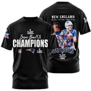 New England Patriots Super Bowl LX Champions Style 3D T-Shirt