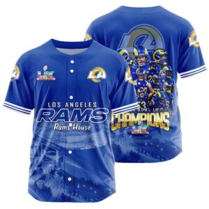 Los Angeles Rams Super Bowl LX Champions Style Baseball Jersey