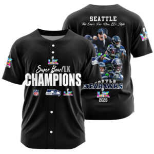 Seattle Seahawks Super Bowl LX Champions Style Baseball Jersey