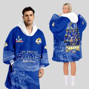Los Angeles Rams Super Bowl LX Champions Style Blanket Hoodie